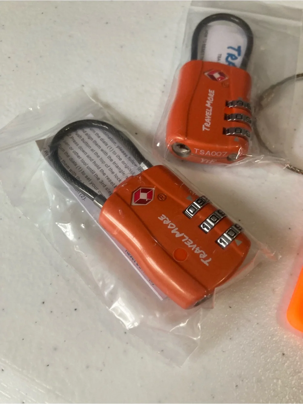 Orange TSA Combination Luggage Locks and Airplane Tag Set
